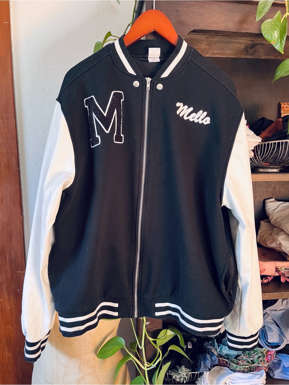Black and White Varsity Bomber Jacket